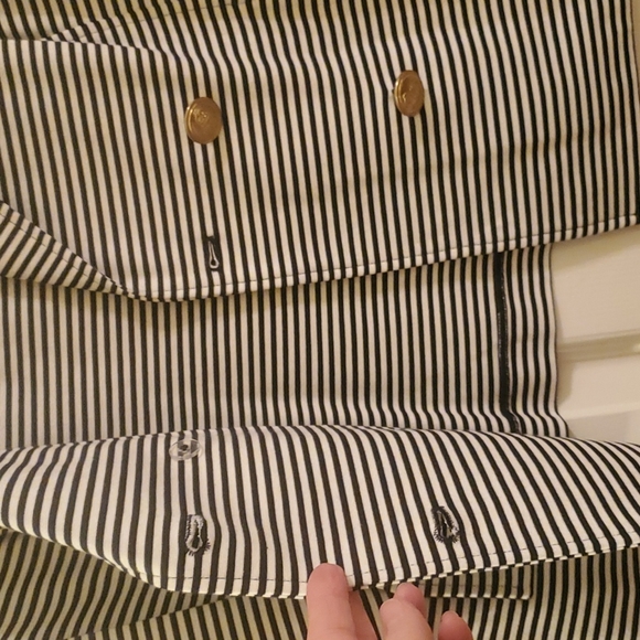 CAbi 823 Nautical Double Breasted Jacket Navy White Striped Jack size La… - Picture 7 of 12